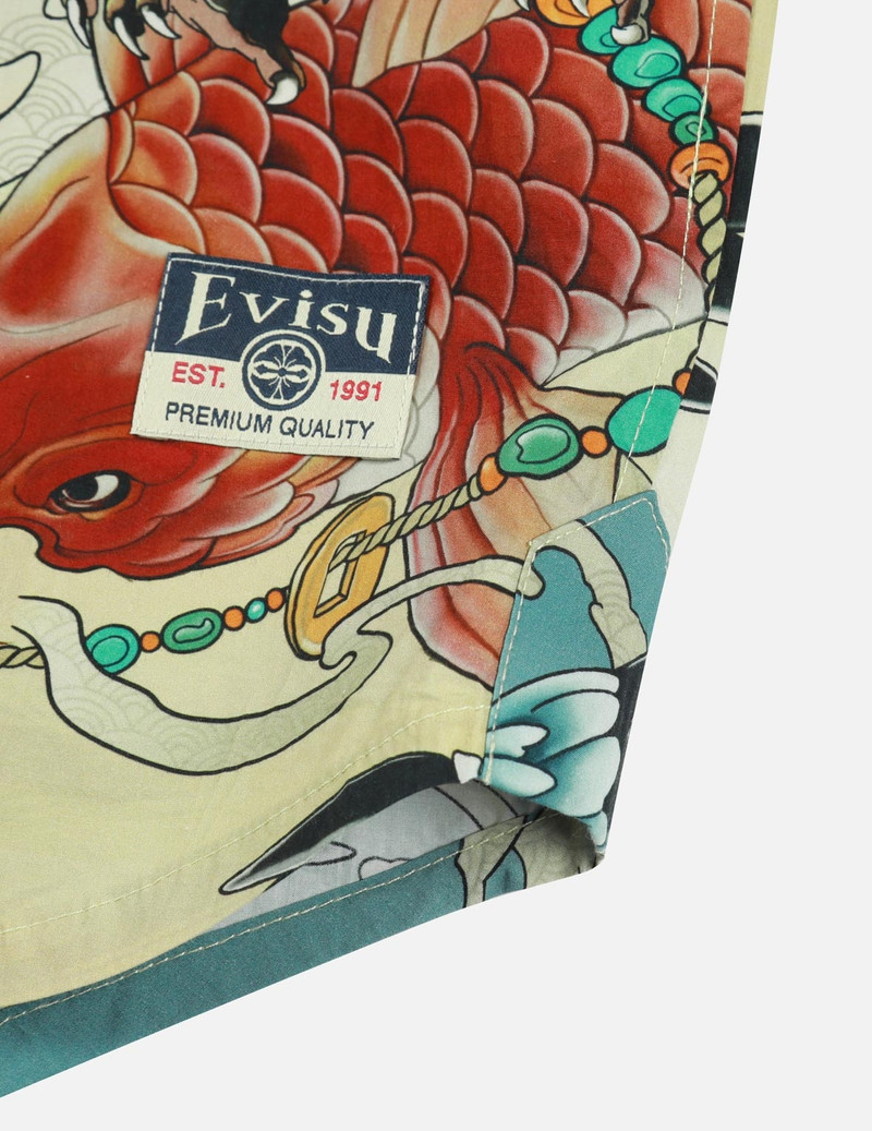 COLORFUL SEAGULL AND CARP PRINT LOOSE FIT SHORT SLEEVE SHIRT 10