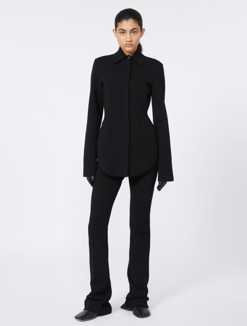 Sportmax Low-waisted fitted trousers - RUNWAY - BLACK outlook