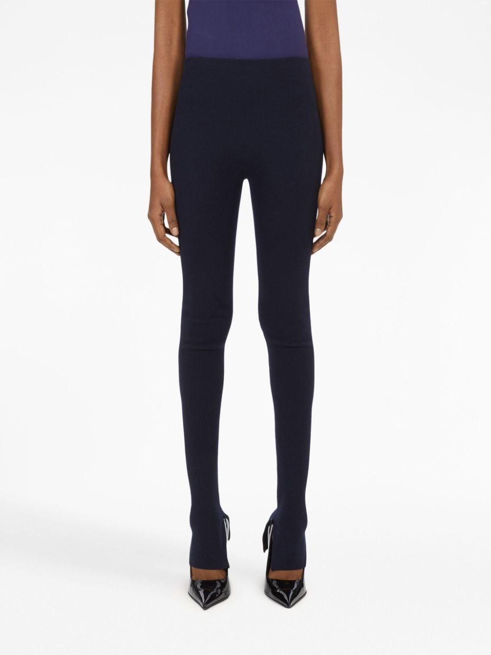logo-plaque knitted leggings - 3