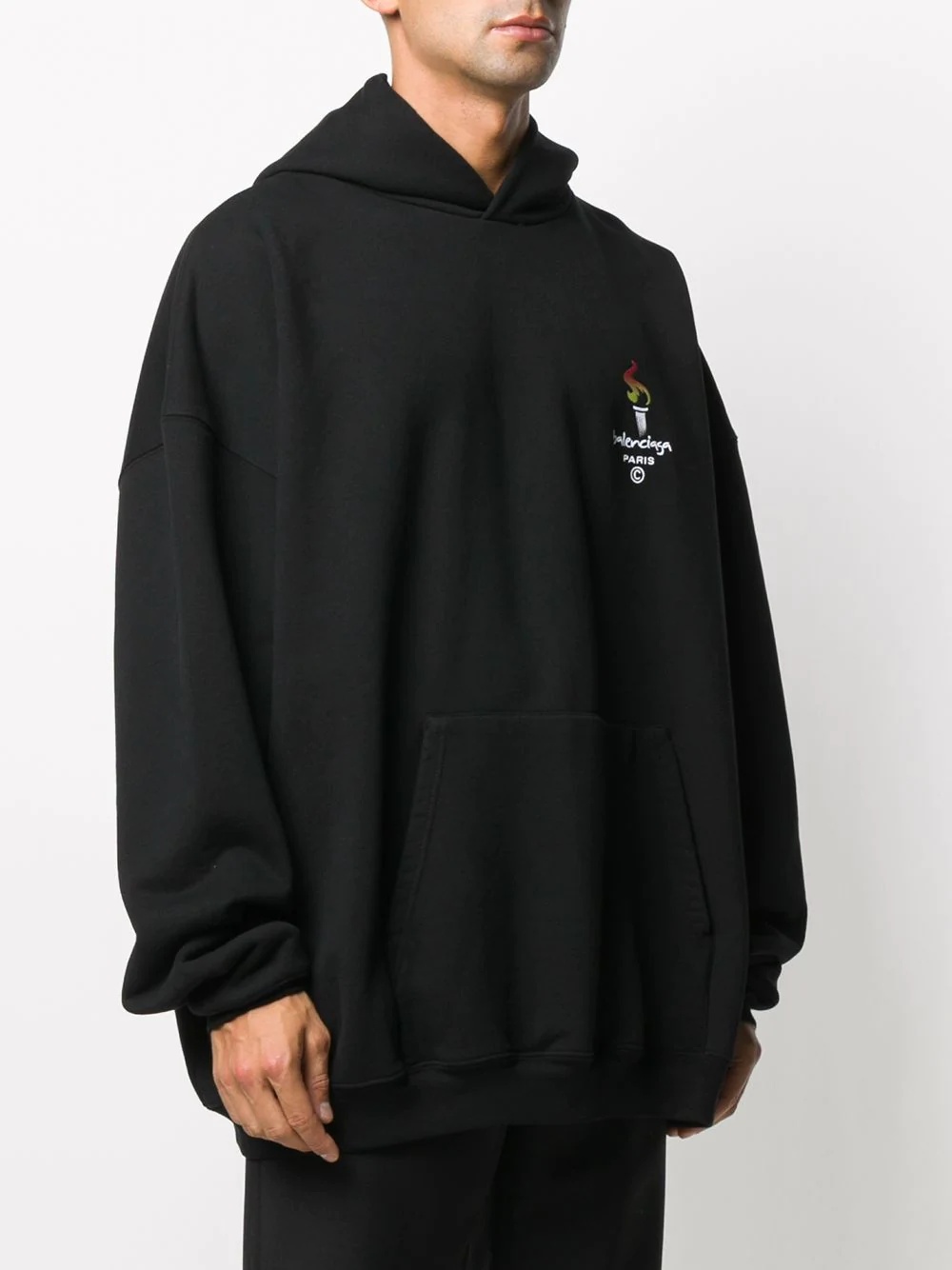 embroidered-logo oversize hoodie - 3