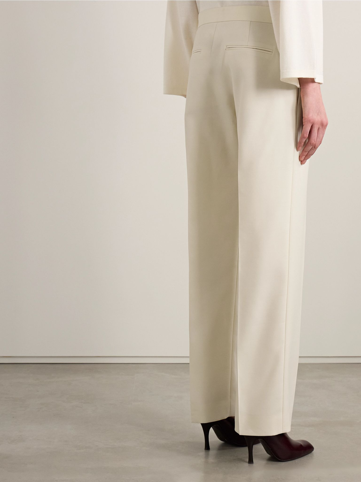 Callen wool and silk-blend crepe straight-leg pants Cream - 4