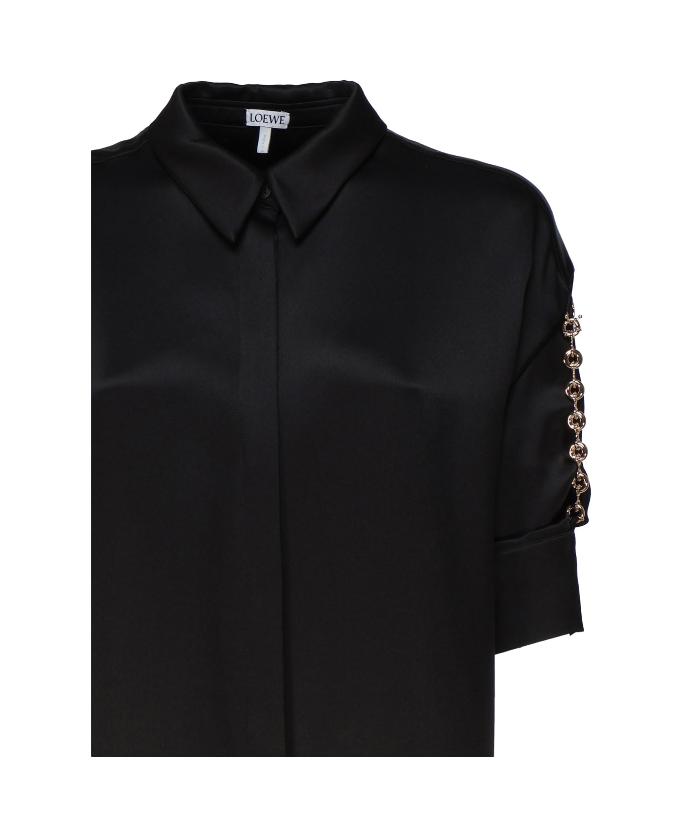 Black Satin Shirt Dress - 2