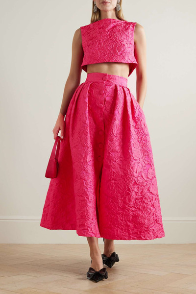 DESTREE Ivring pleated floral-jacquard midi skirt outlook