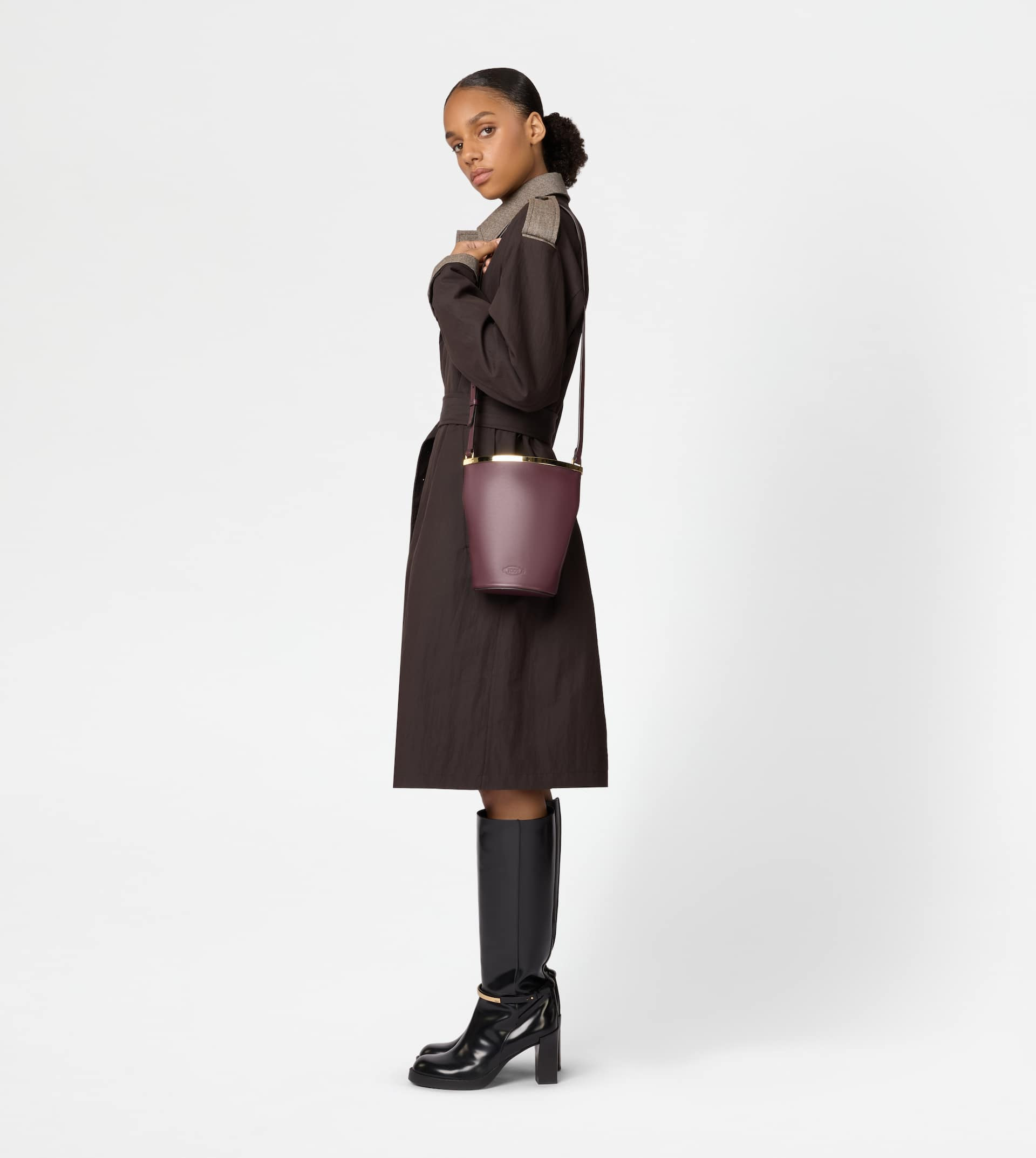 TOD'S MAGENTA BAG BUCKET BAG IN LEATHER MINI - BURGUNDY - 8