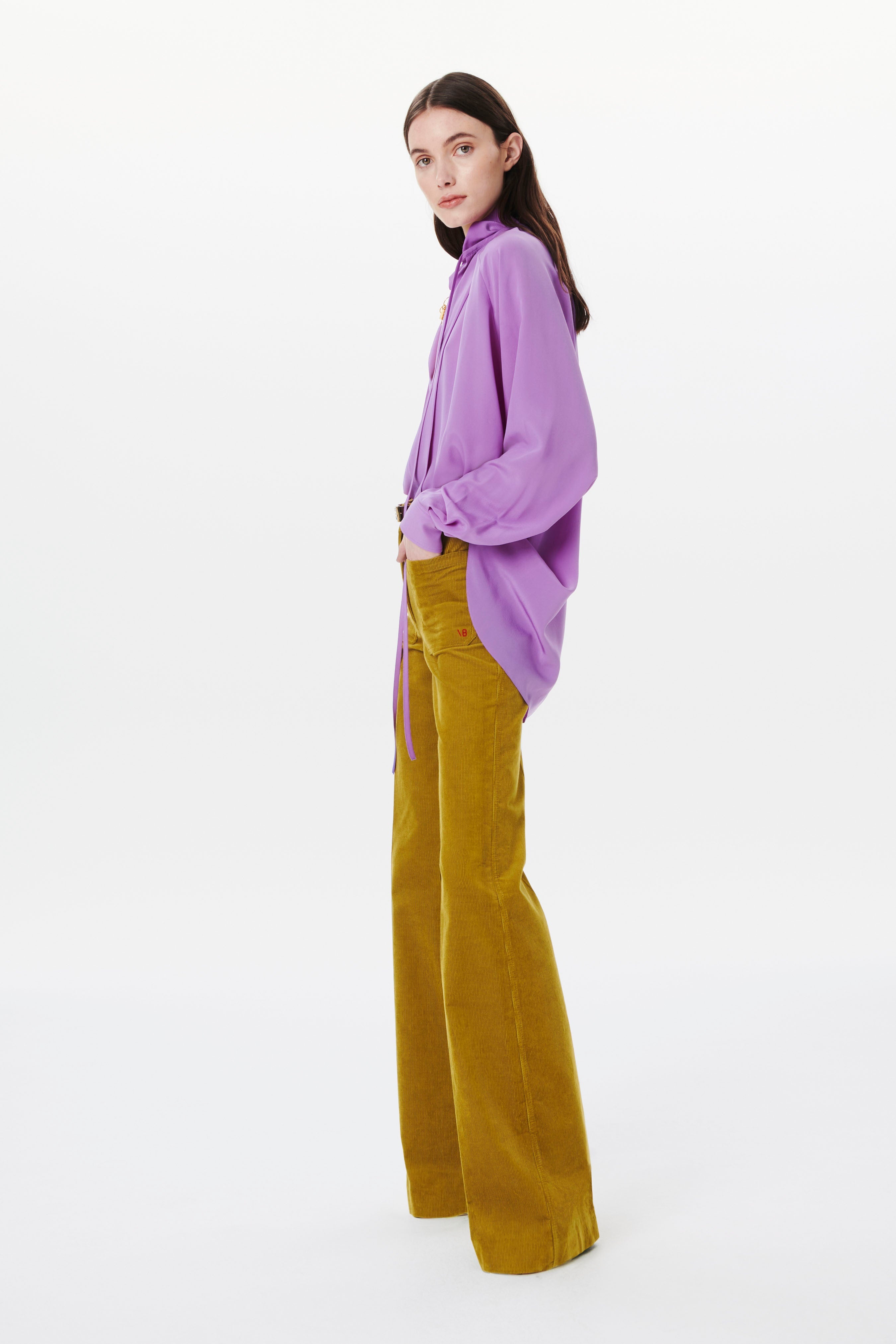 Corduroy Alina Trouser in Moss Green - 2