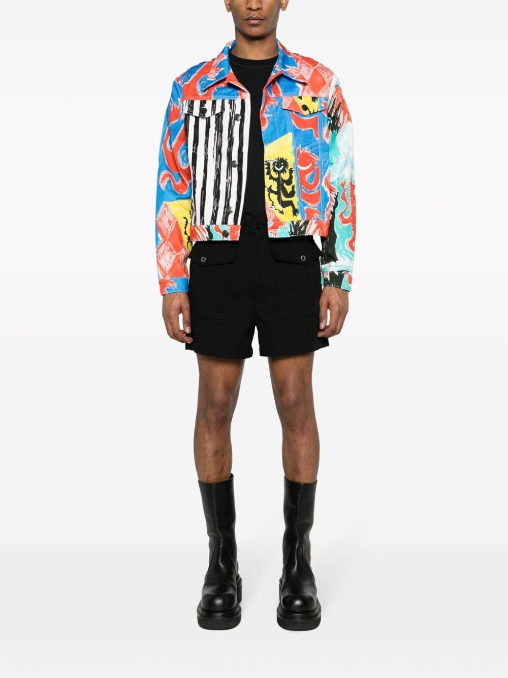 graphic-print denim jacket - 2