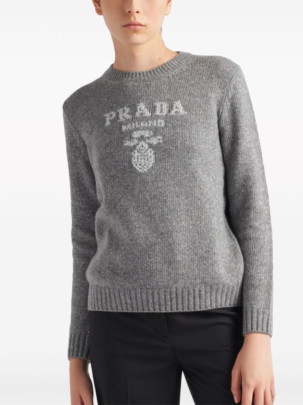 logo-intarsia lamÃ© cashmere jumper - 3