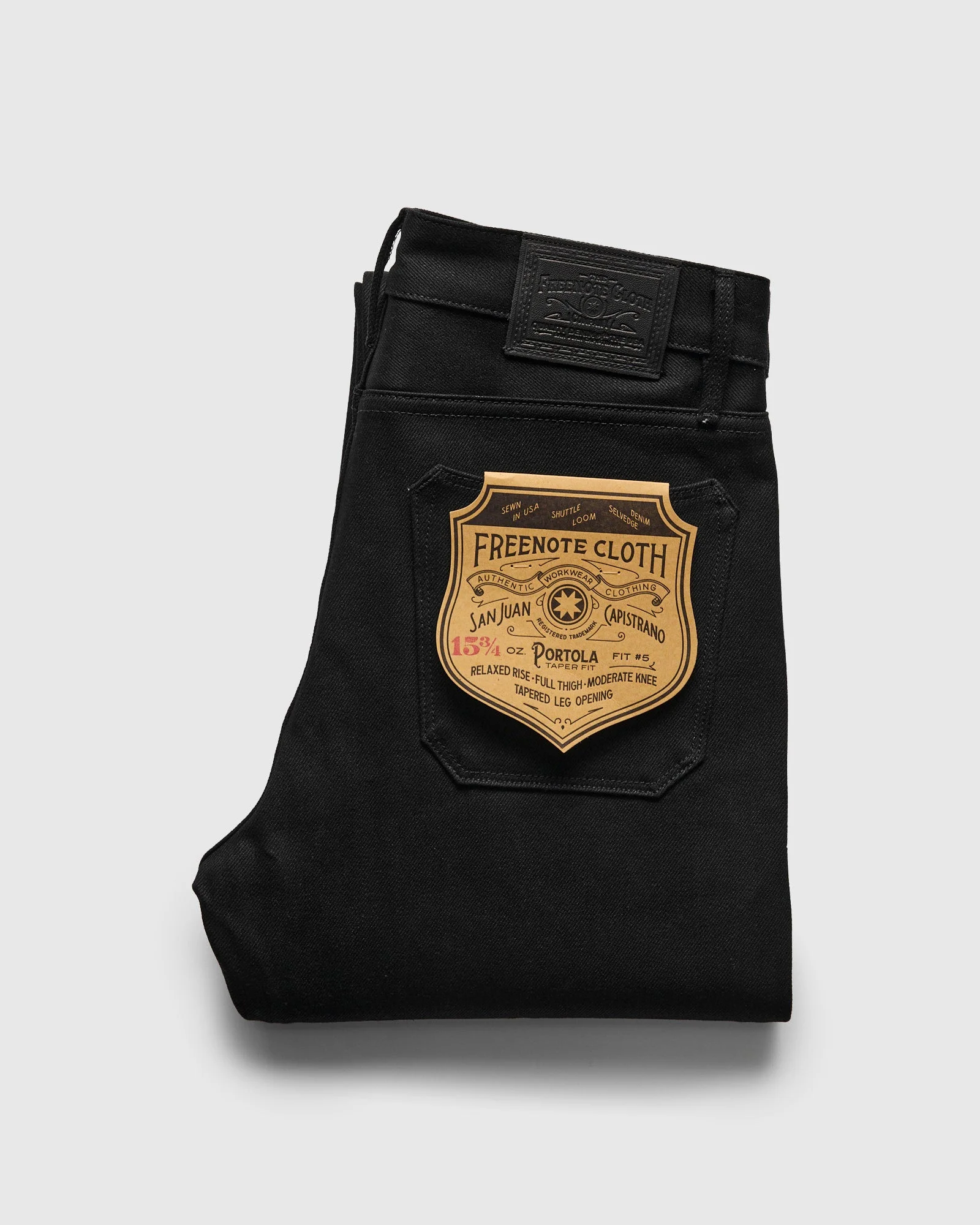 "Black Portola" 15.75oz Double Black Selvedge Denim - Tapered Fit - 1