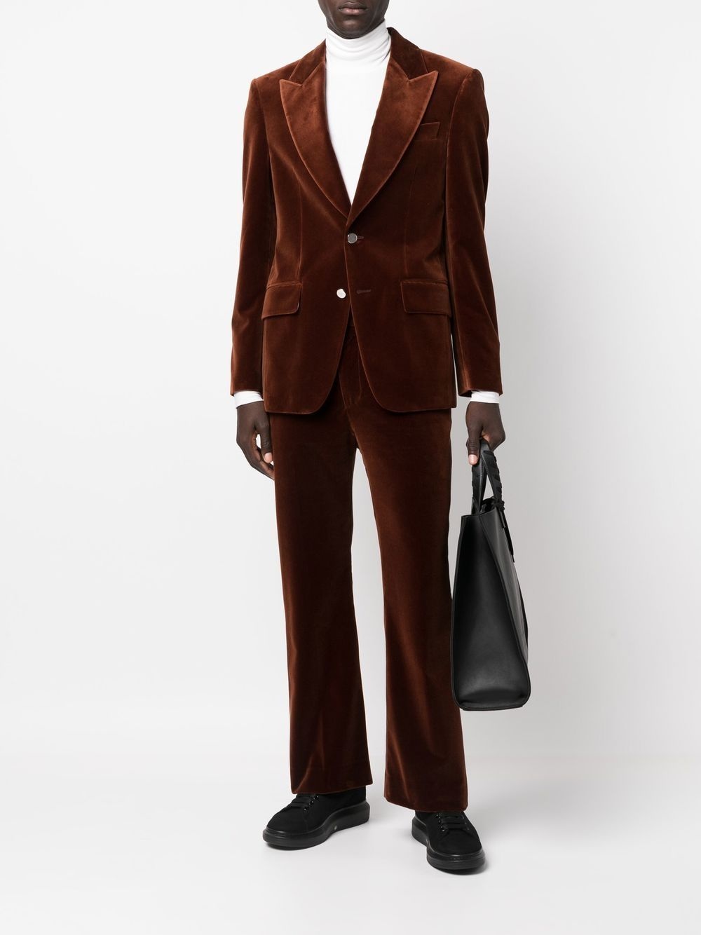 single-breasted velvet blazer - 2