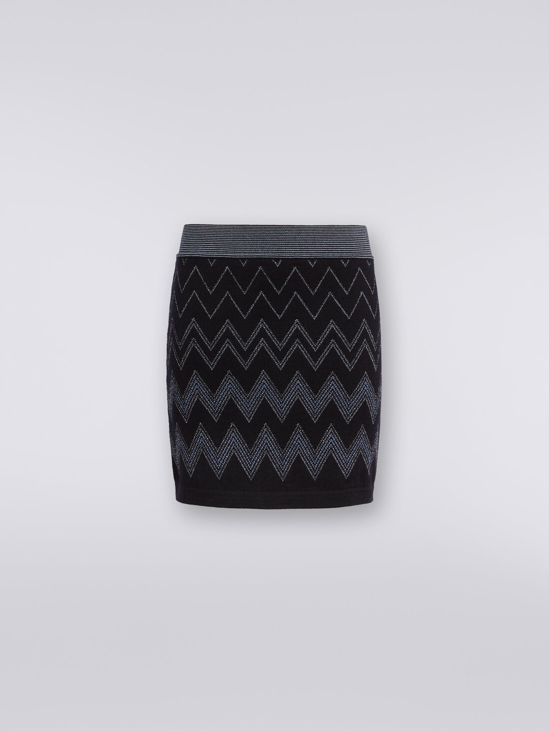 Wool and viscose miniskirt with zigzag pattern and lurex - 1