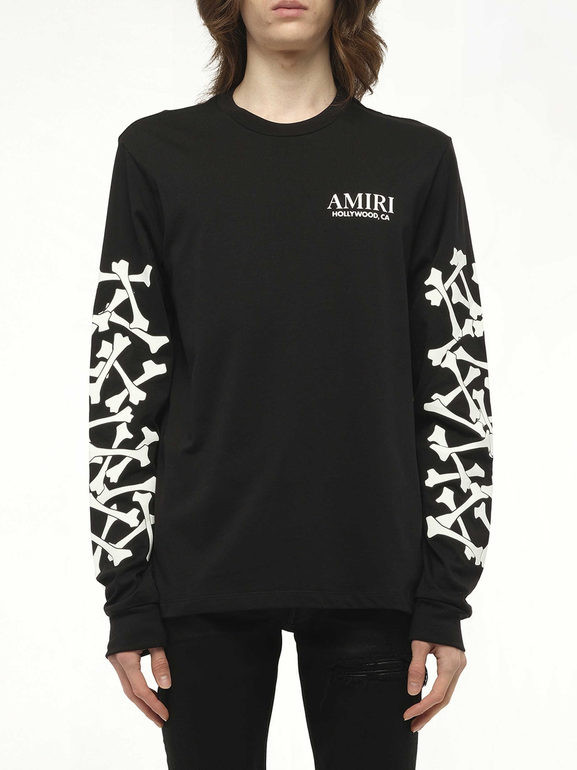 Bones Stacked L/S T-Shirt in Black - 1