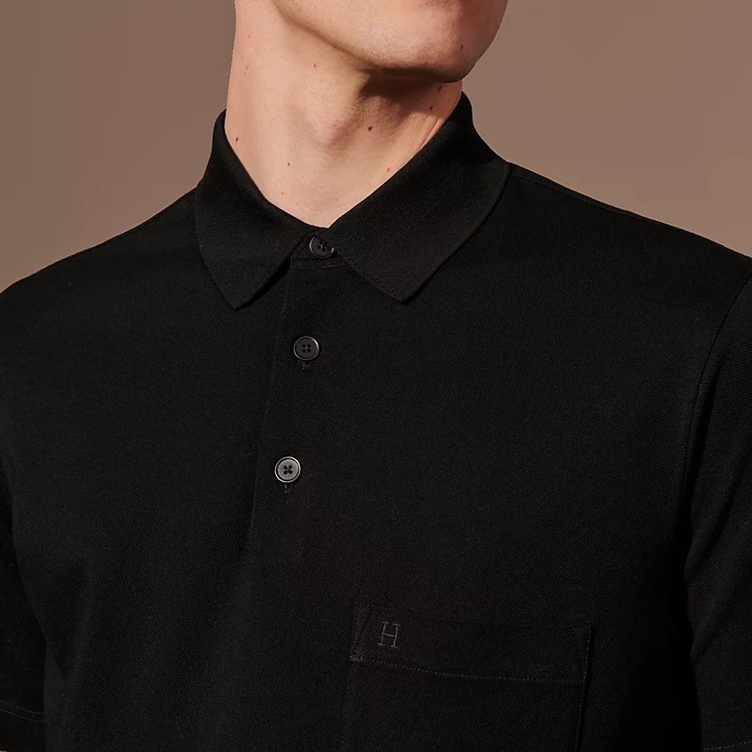 H embroidered buttoned polo shirt - 3