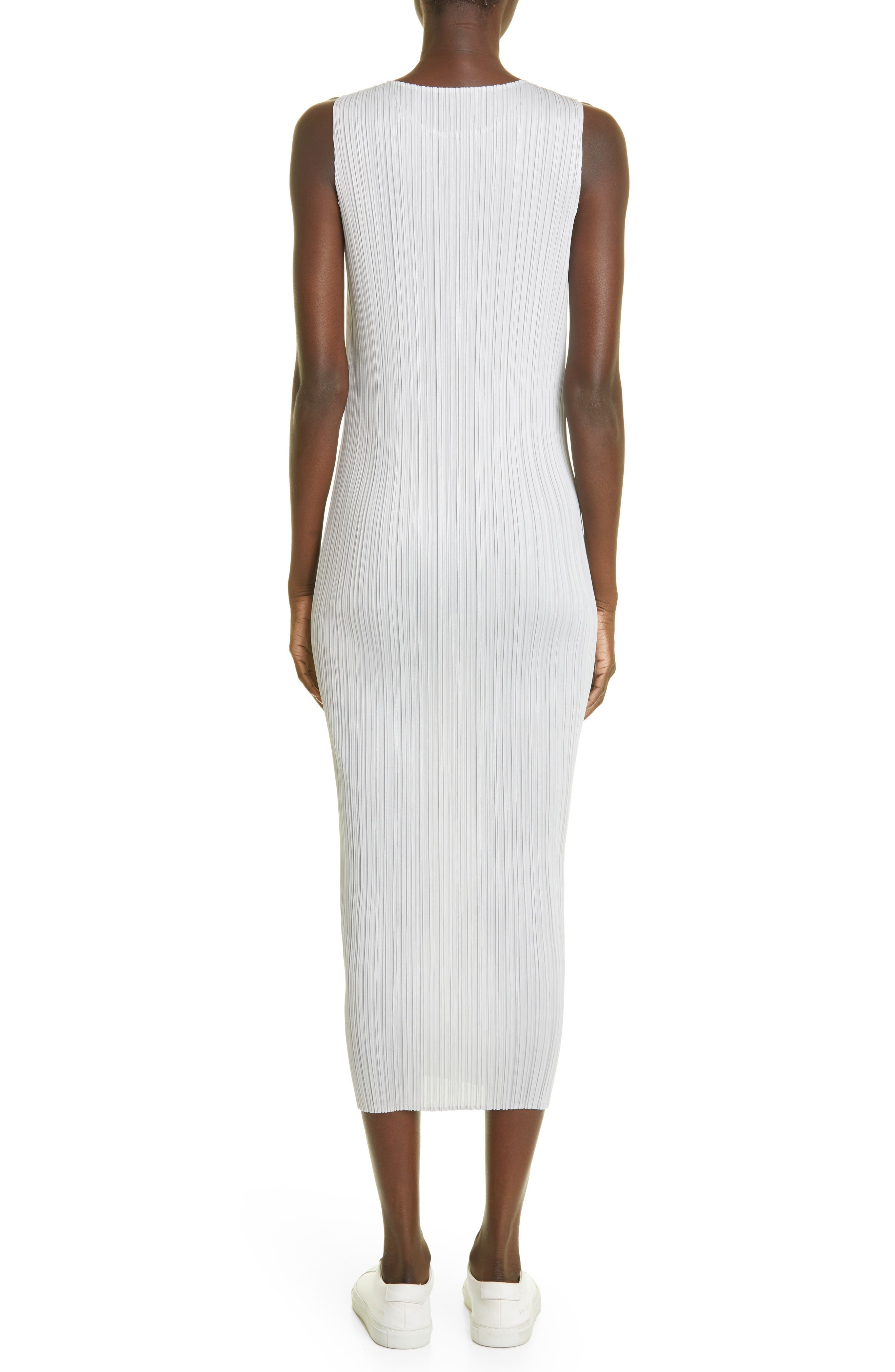 Pleats Please Issey Miyake Basics Pleated Midi Dress in Light Grey at Nordstrom - 2