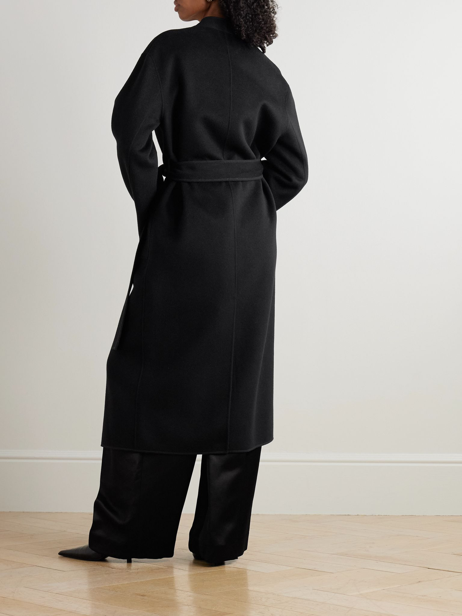 Belted wool coat Black - 4