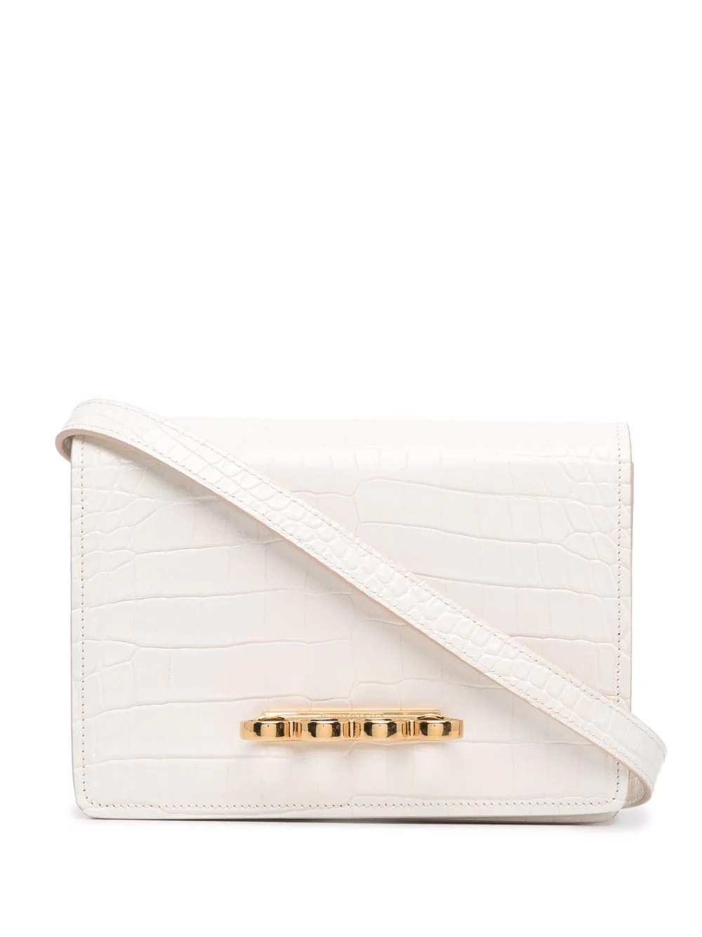 crocodile-effect leather clutch bag - 1