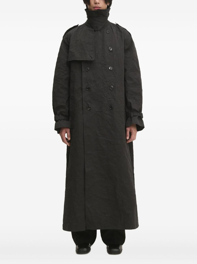 double-breasted belted trench coat 1