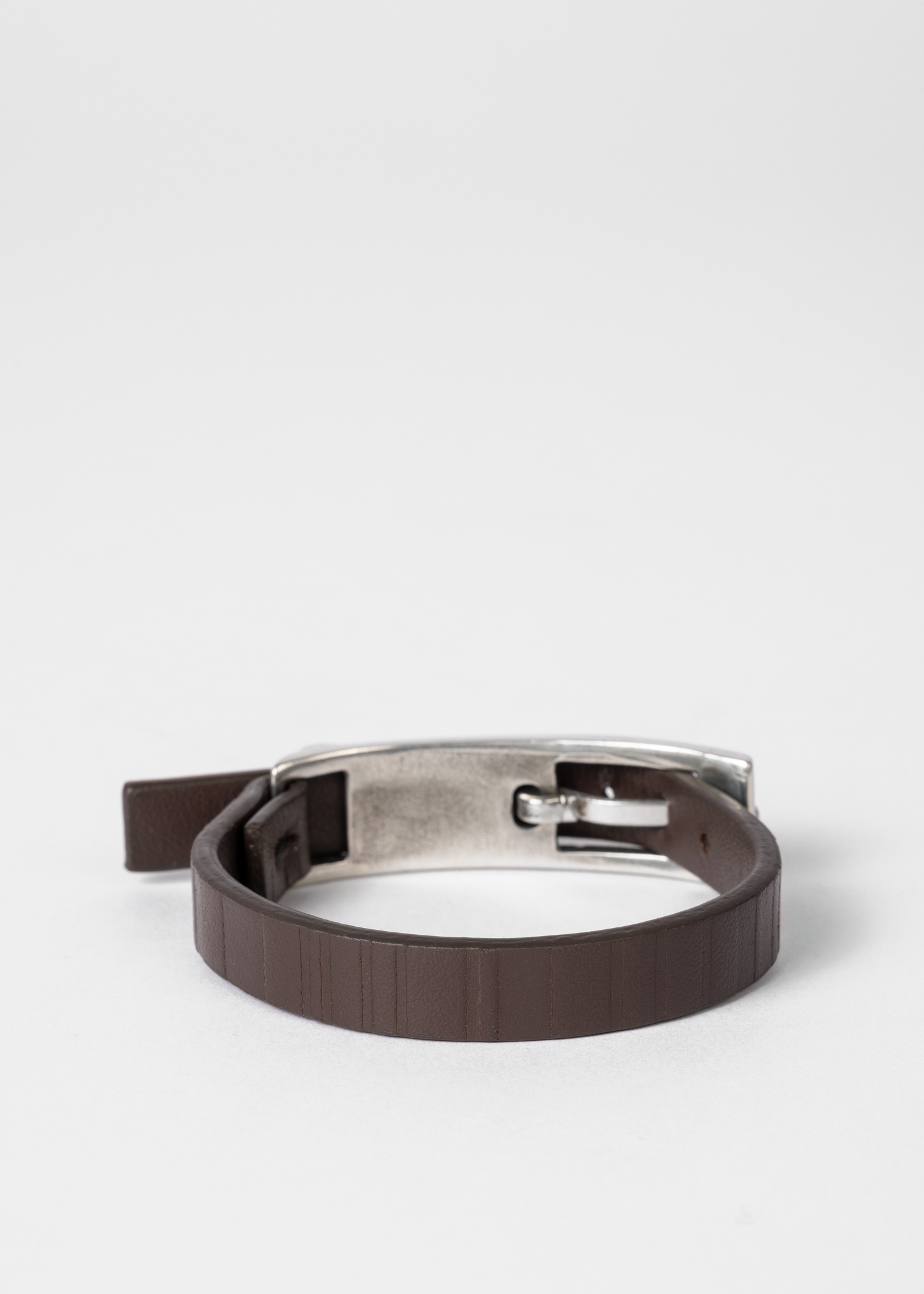 Dark Brown Leather 'Shadow Stripe' Bracelet - 3