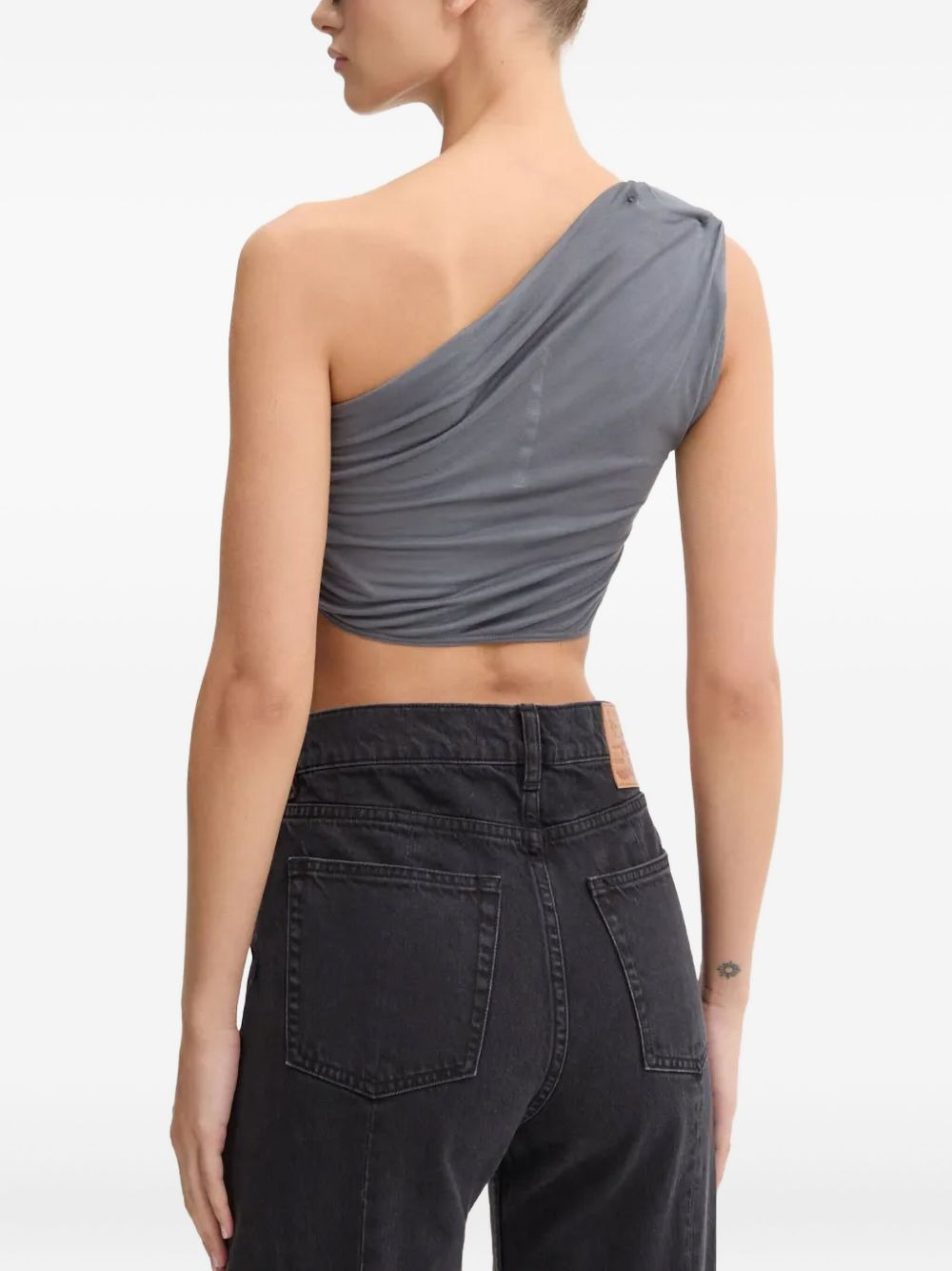 one-shoulder draped top - 3