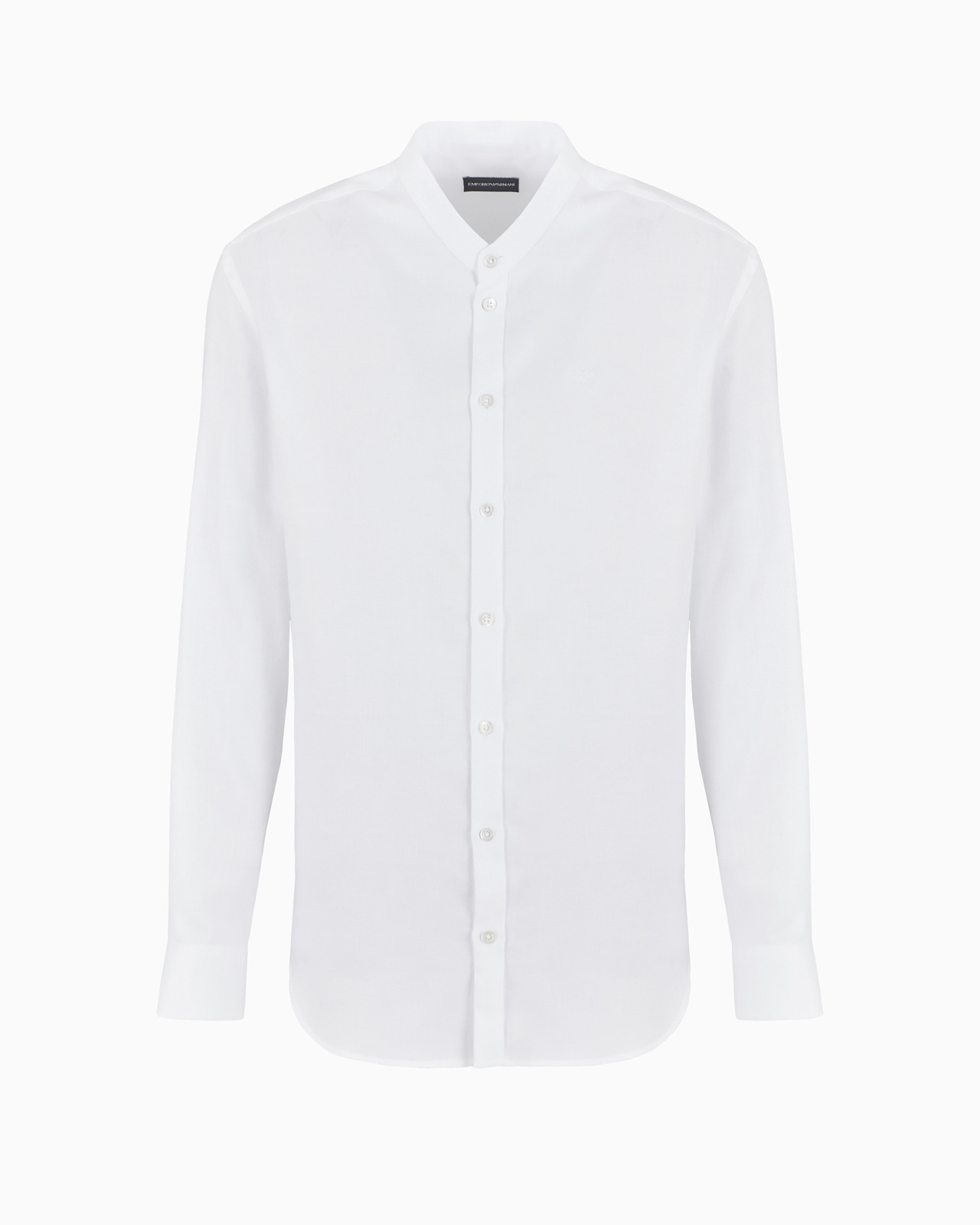 Wool-blend cotton shirt with guru collar - 1