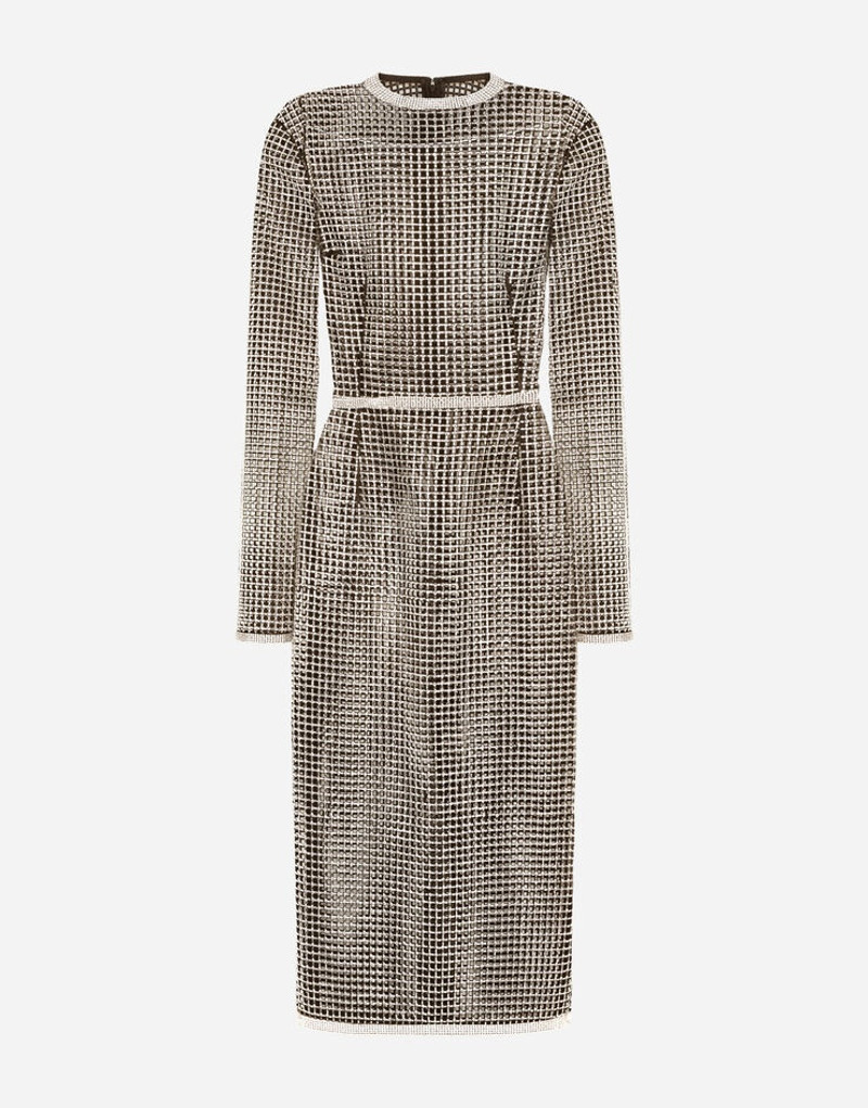 Mesh midi dress with rhinestone embellishment 1