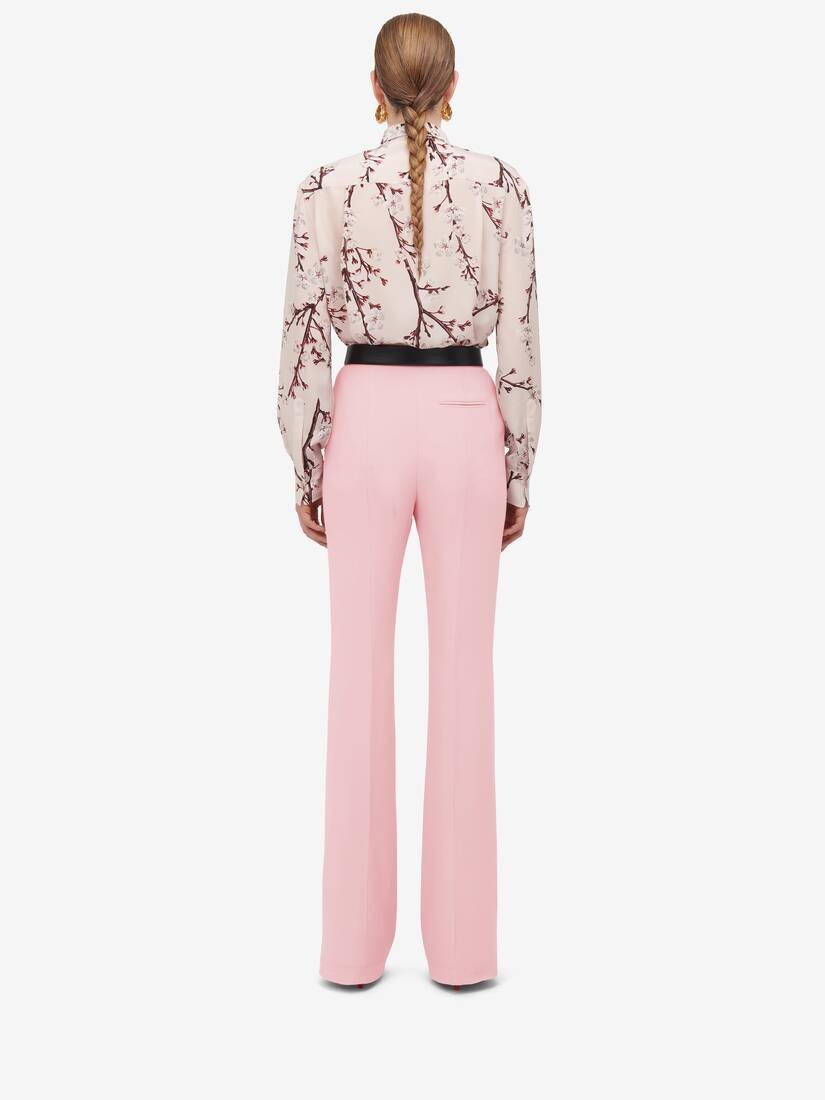 Women's High-waisted Narrow Bootcut Trousers in Cherry Blossom Pink - 4