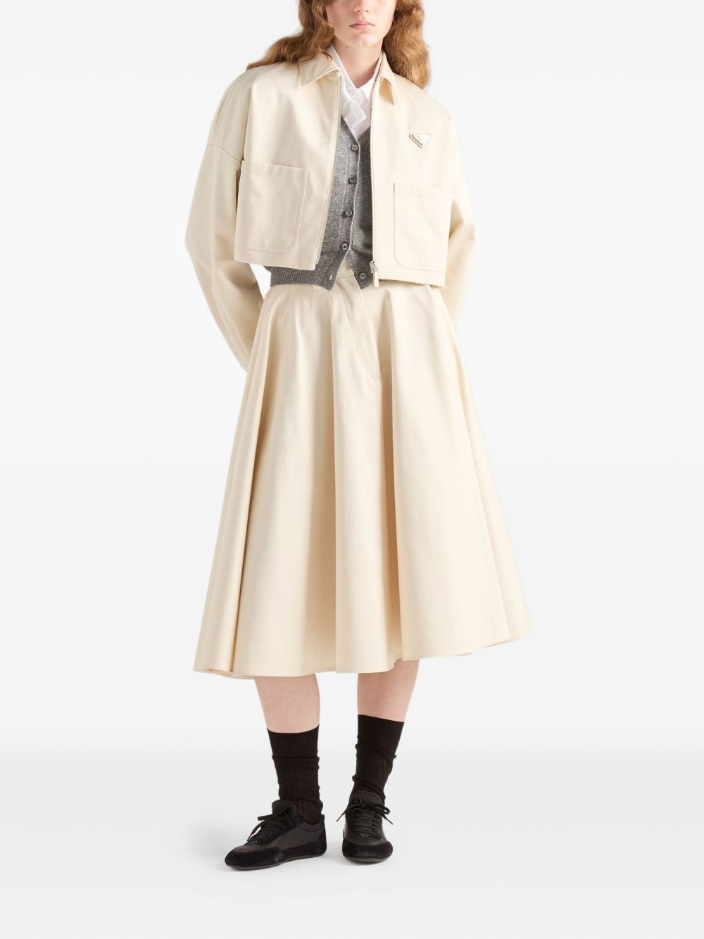 triangle-logo flared skirt - 2