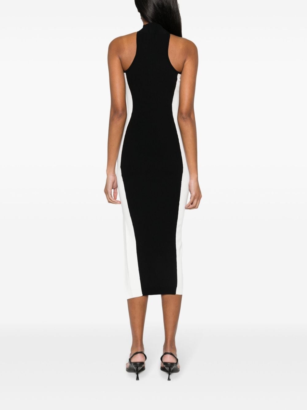 logo-embroidered ribbed dress - 4