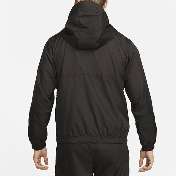 Men's Jordan Logo Printing Loose Hooded Half Zipper Jacket Black DJ0247-010 - 4