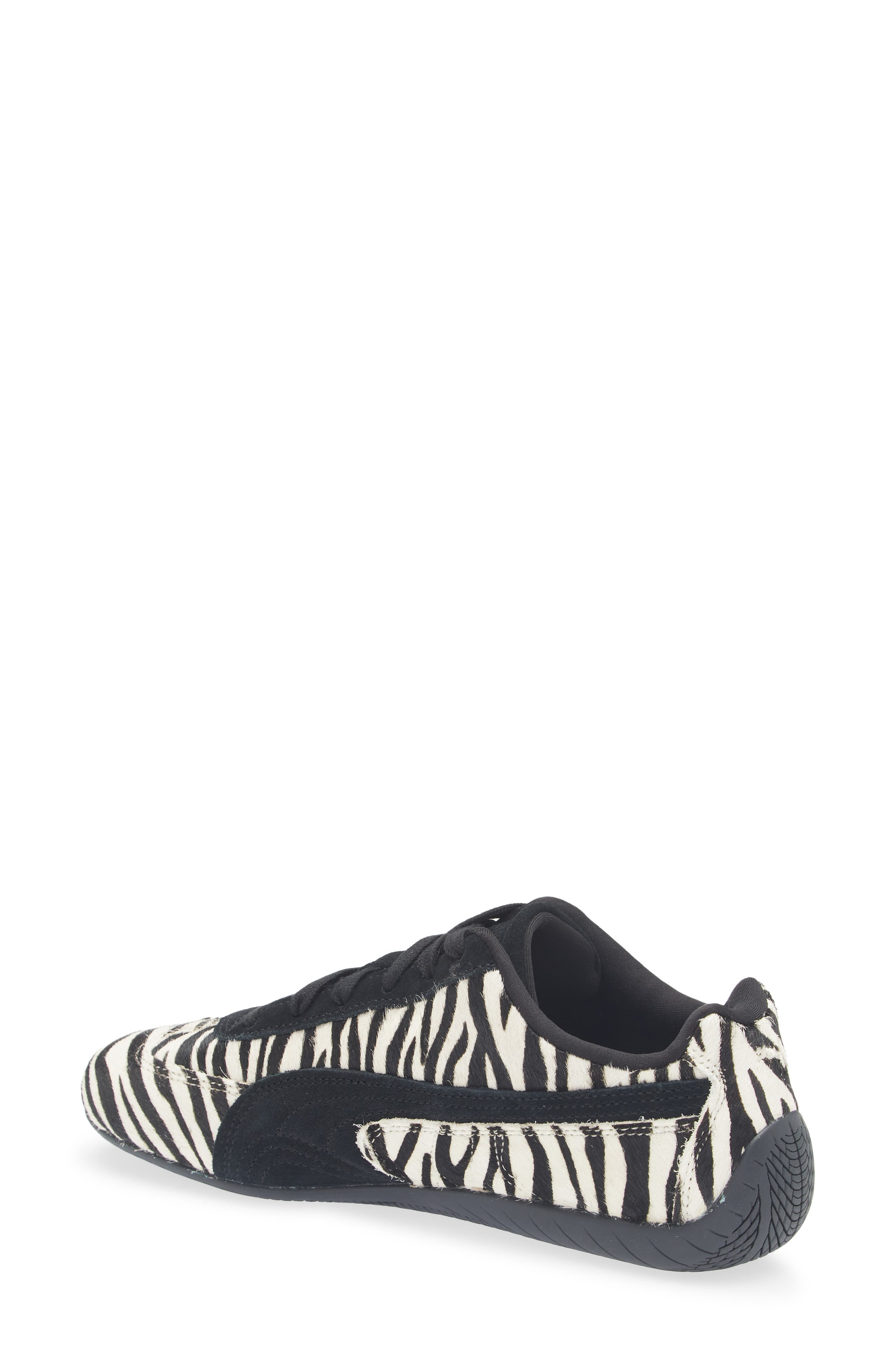 PUMA Speedcat Zebra Print Genuine Calf Hair Sneaker in Warm White/Puma Black at Nordstrom - 2