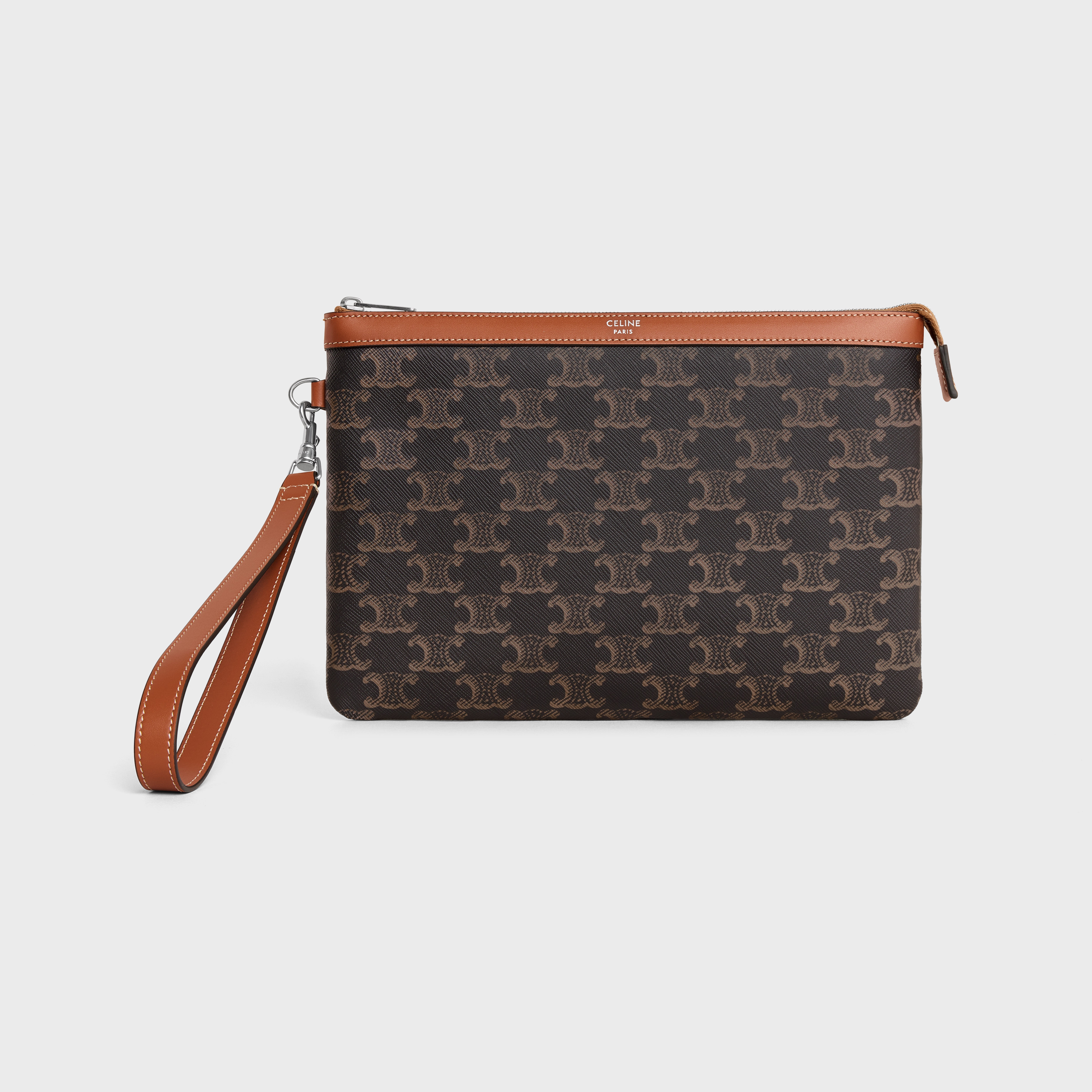 Pouch with strap in Triomphe Canvas and Calfskin - 1