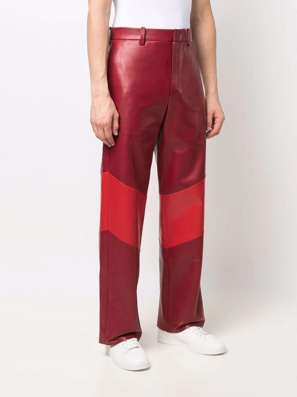 lambskin stripe-pattern trousers - 3