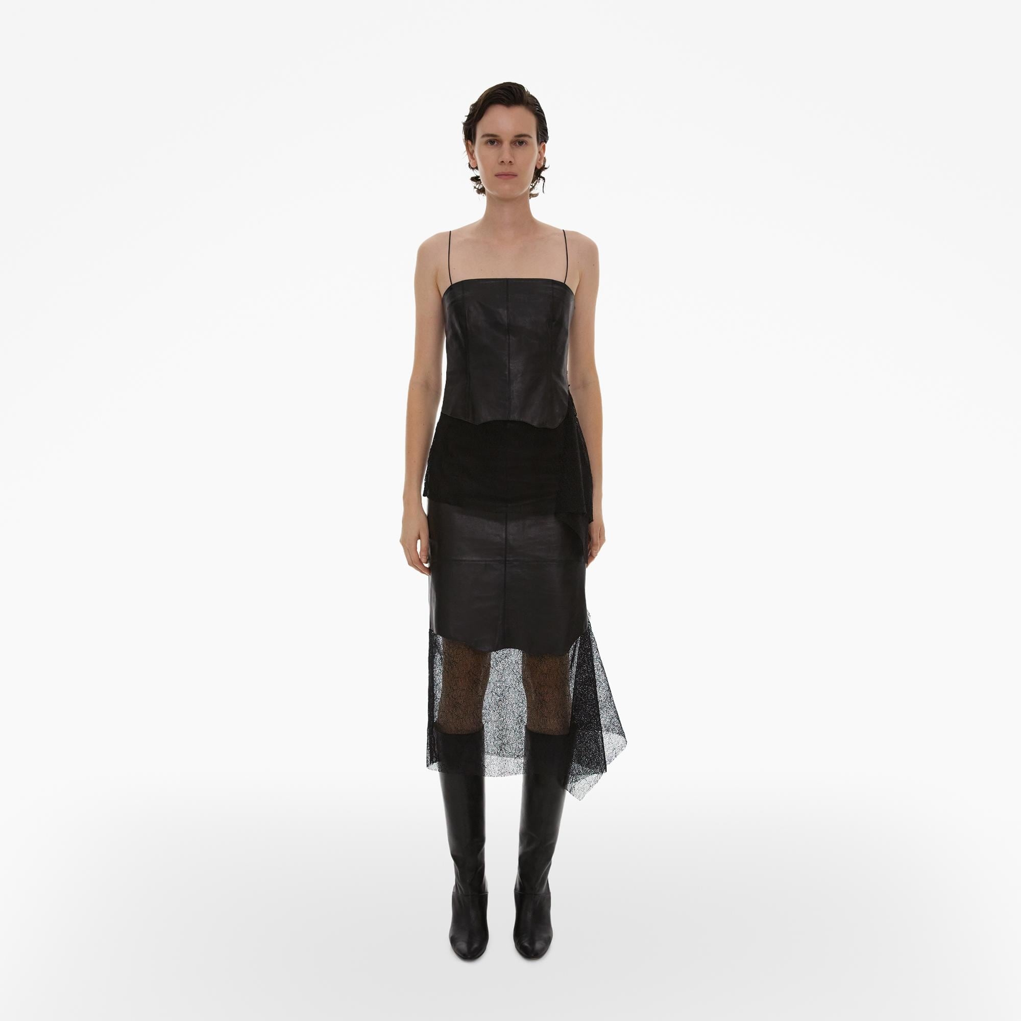 LACE-TRIMMED LEATHER TANK TOP - 2