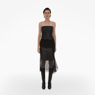 Helmut Lang LACE-TRIMMED LEATHER TANK TOP outlook