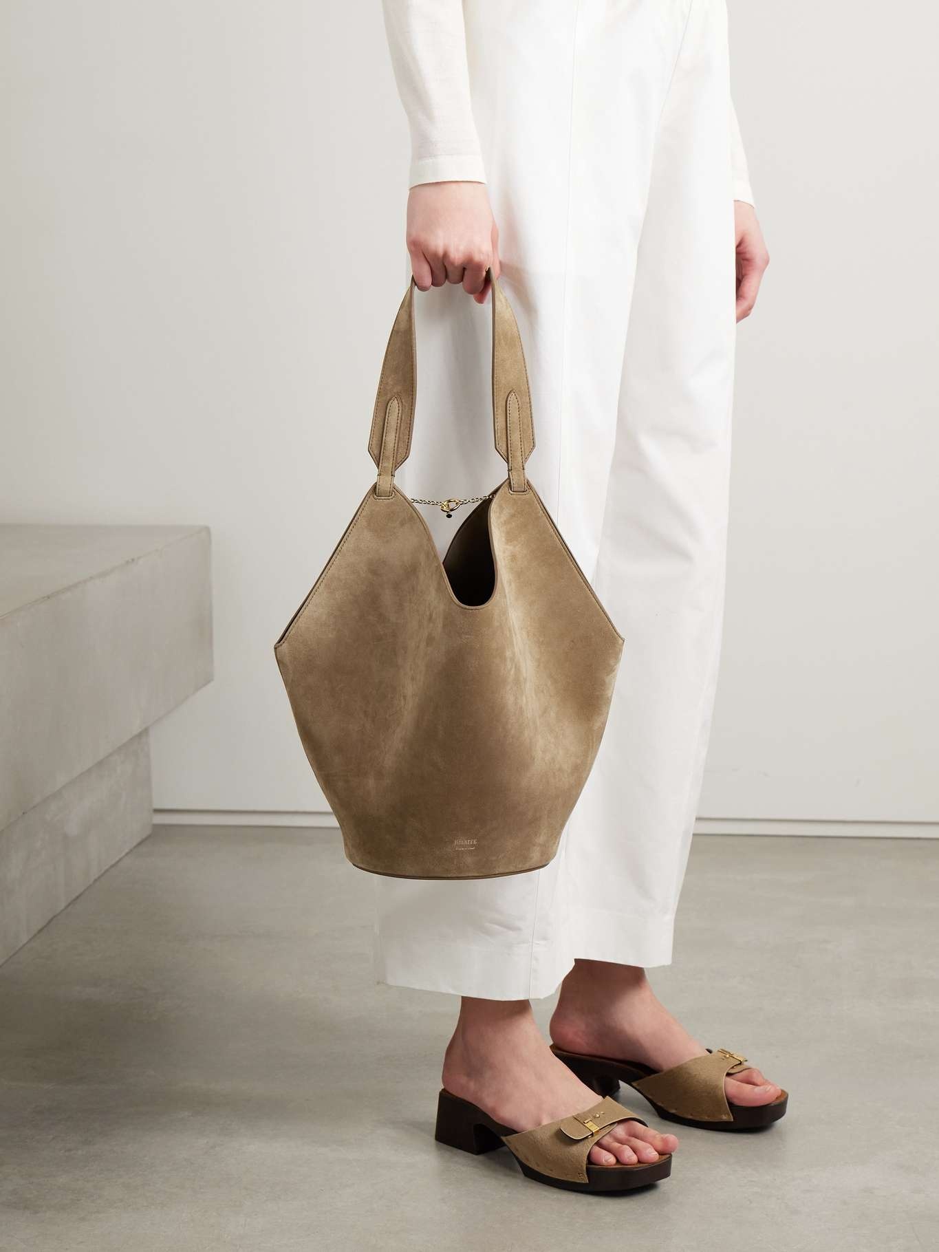 Lotus small suede tote Beige - 2