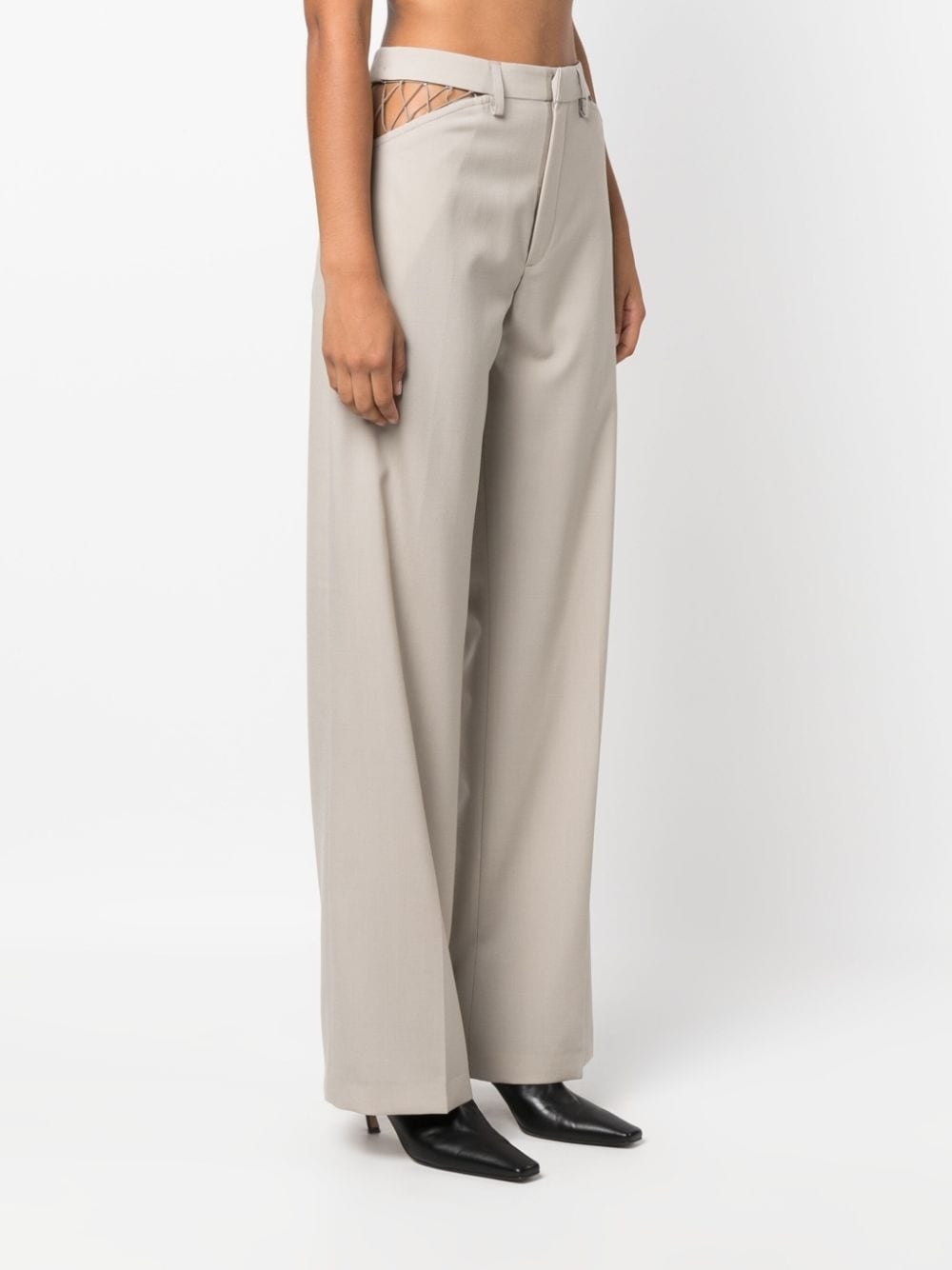 cut-out wool trousers - 3