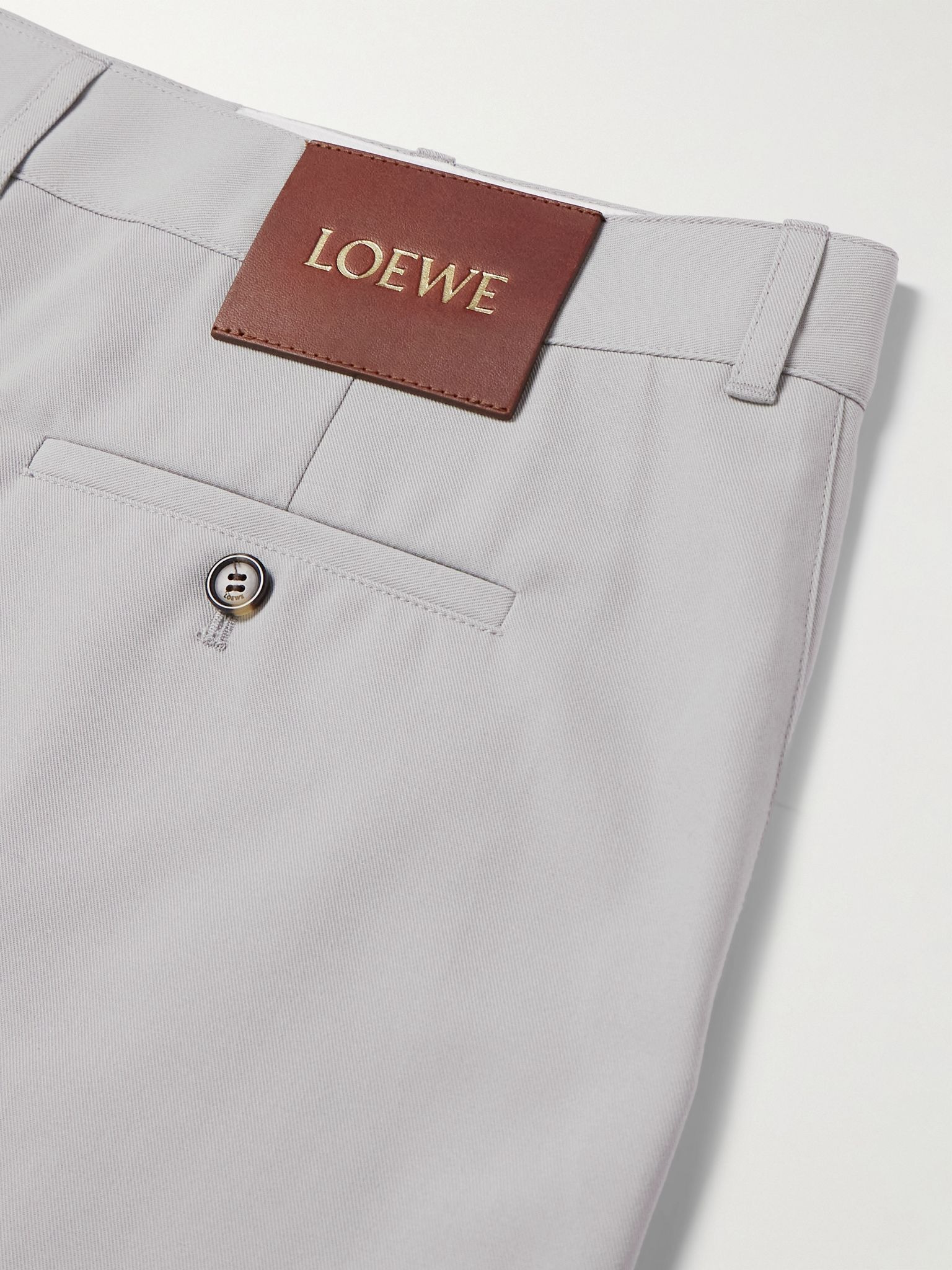 Straight-Leg Logo-Print Distressed Cotton-Twill Shorts Light gray - 5