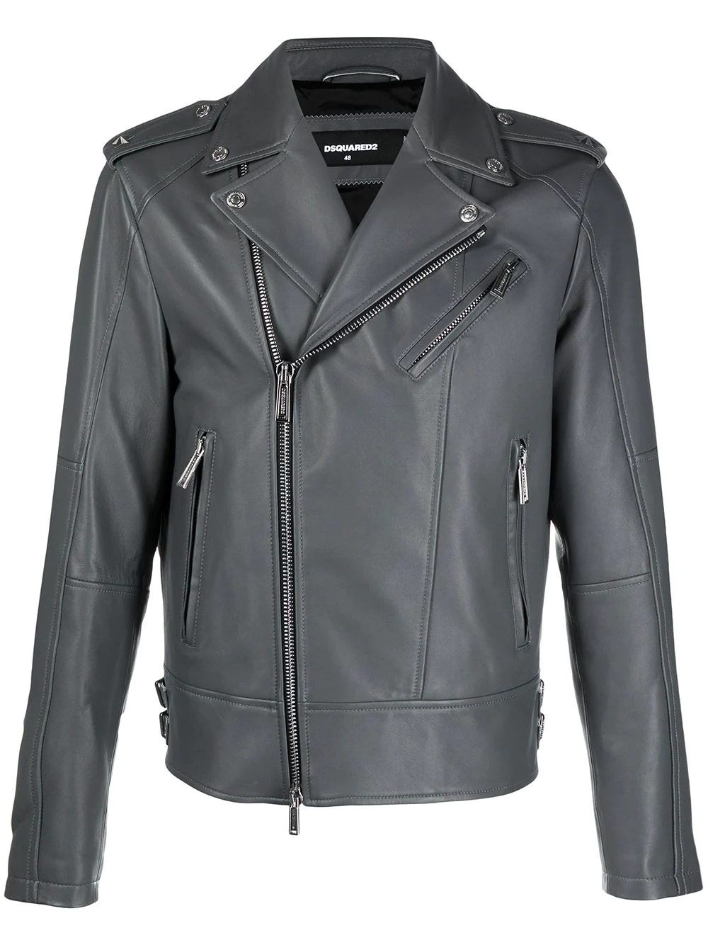 zip-detail biker jacket - 1