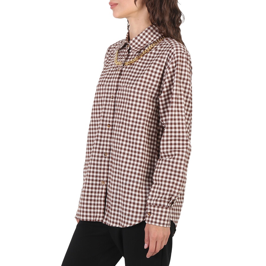 Burberry Gingham Cotton Check Chain Detail Shirt - 4
