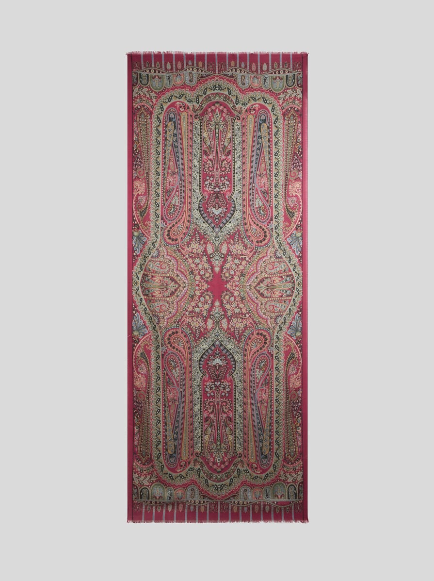 CASHMERE AND SILK SCARF WITH PLACED PRINT - 2