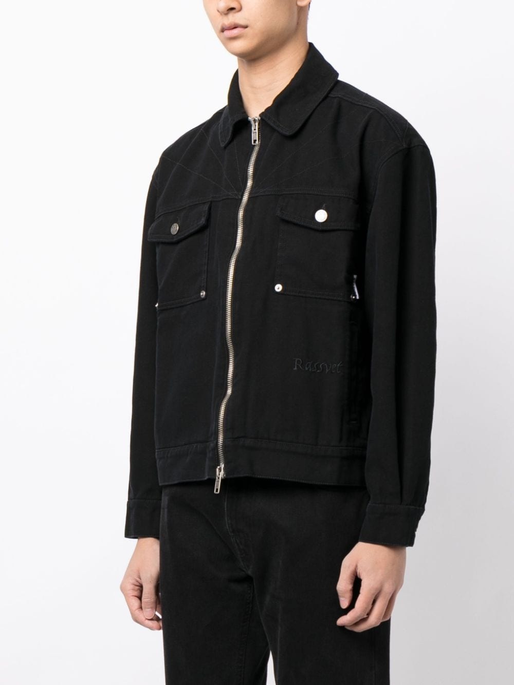 logo-embroidered cotton jacket - 3