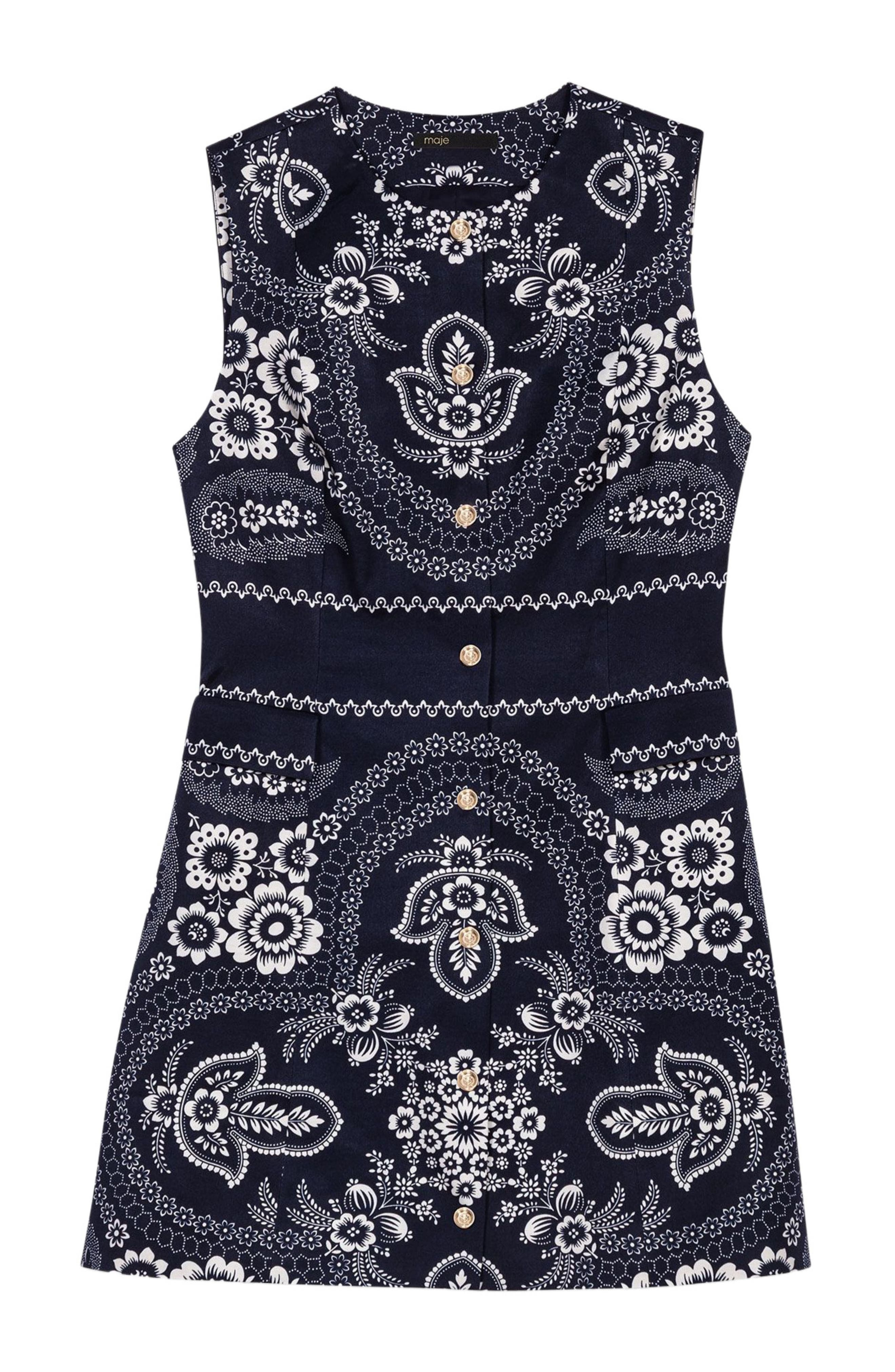 maje Mini bandana print dress in Navy Bandana Print at Nordstrom - 8