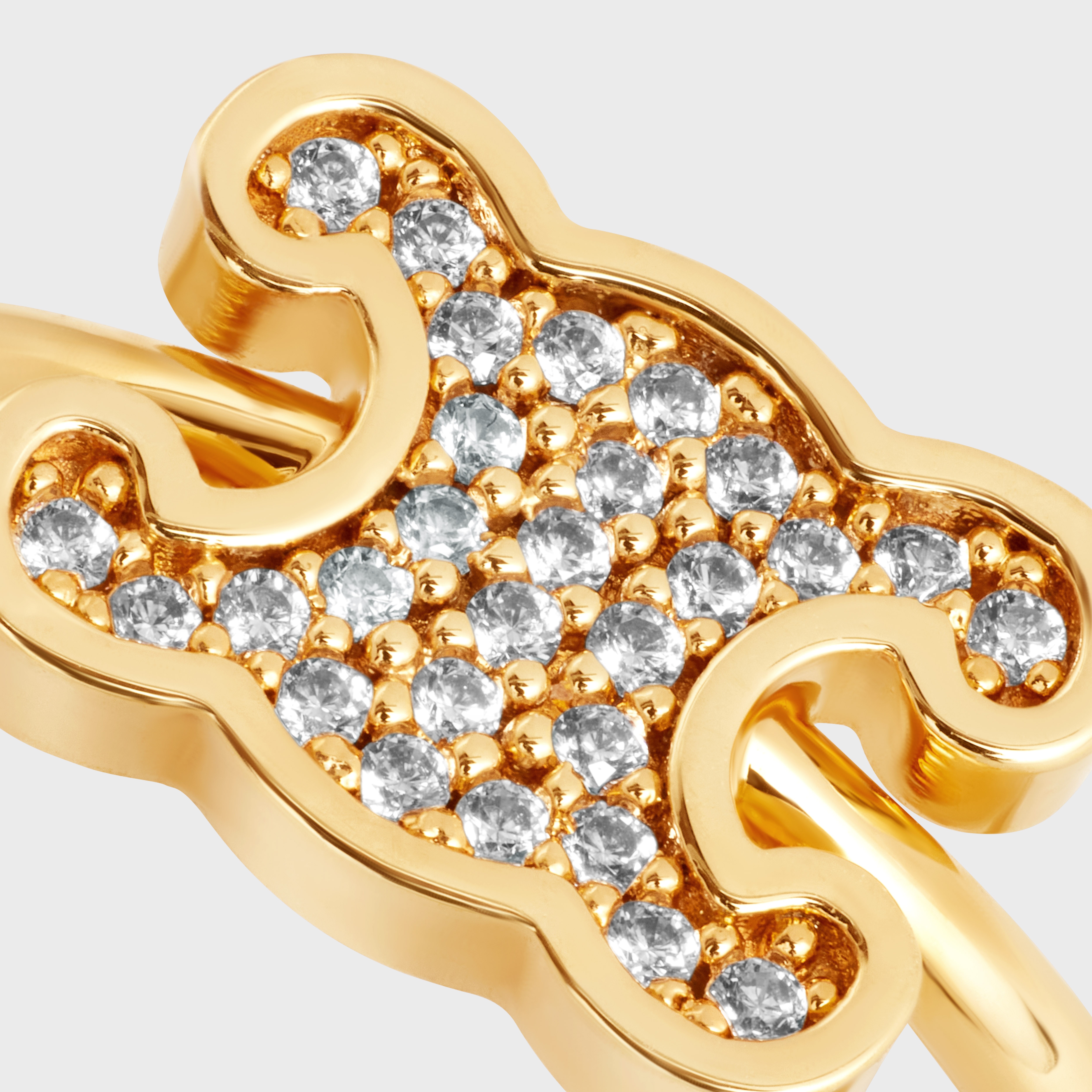 Triomphe Rhinestone Small Ring in Brass with Gold Finish and Crystals - 4