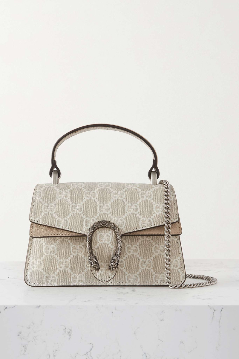Dionysus mini leather-trimmed printed coated-canvas tote 1