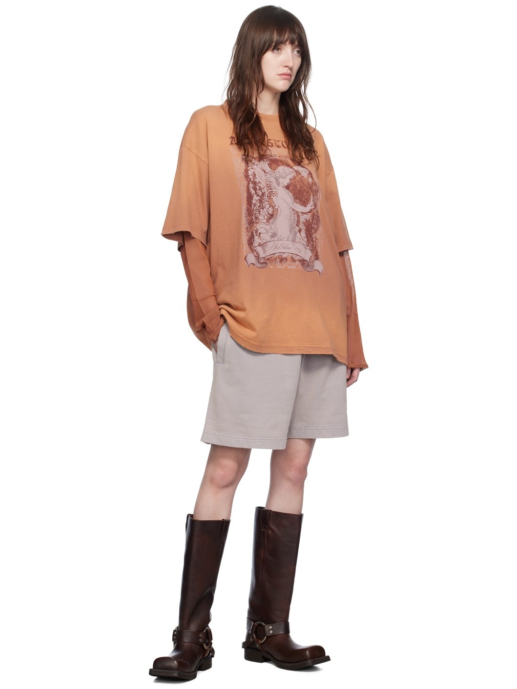 Orange Layered Long Sleeve T-Shirt - 4