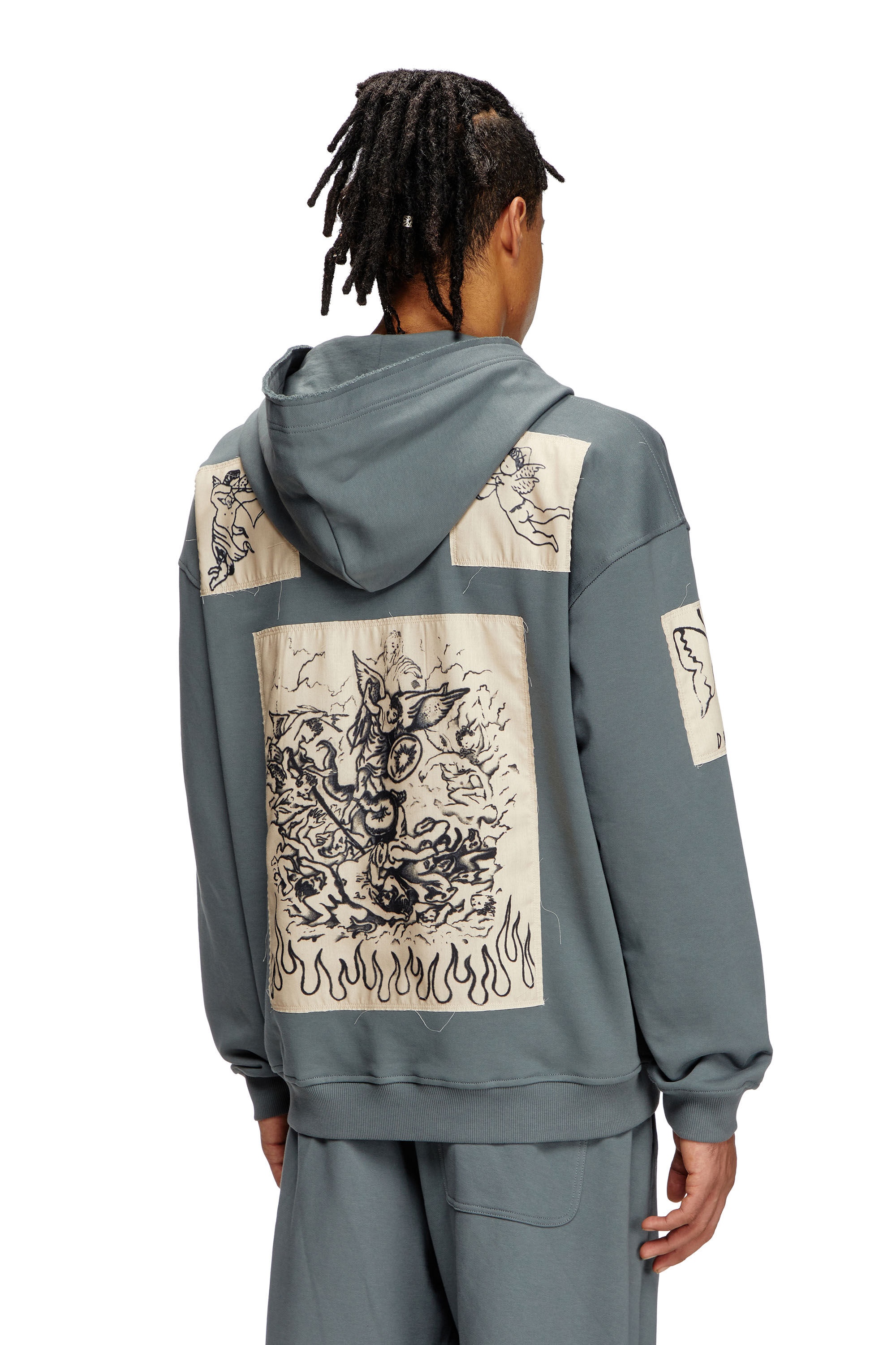 【DIESEL】s-boxt-hood-dd Men's Hoodie with D logo patch | Black | Diesel