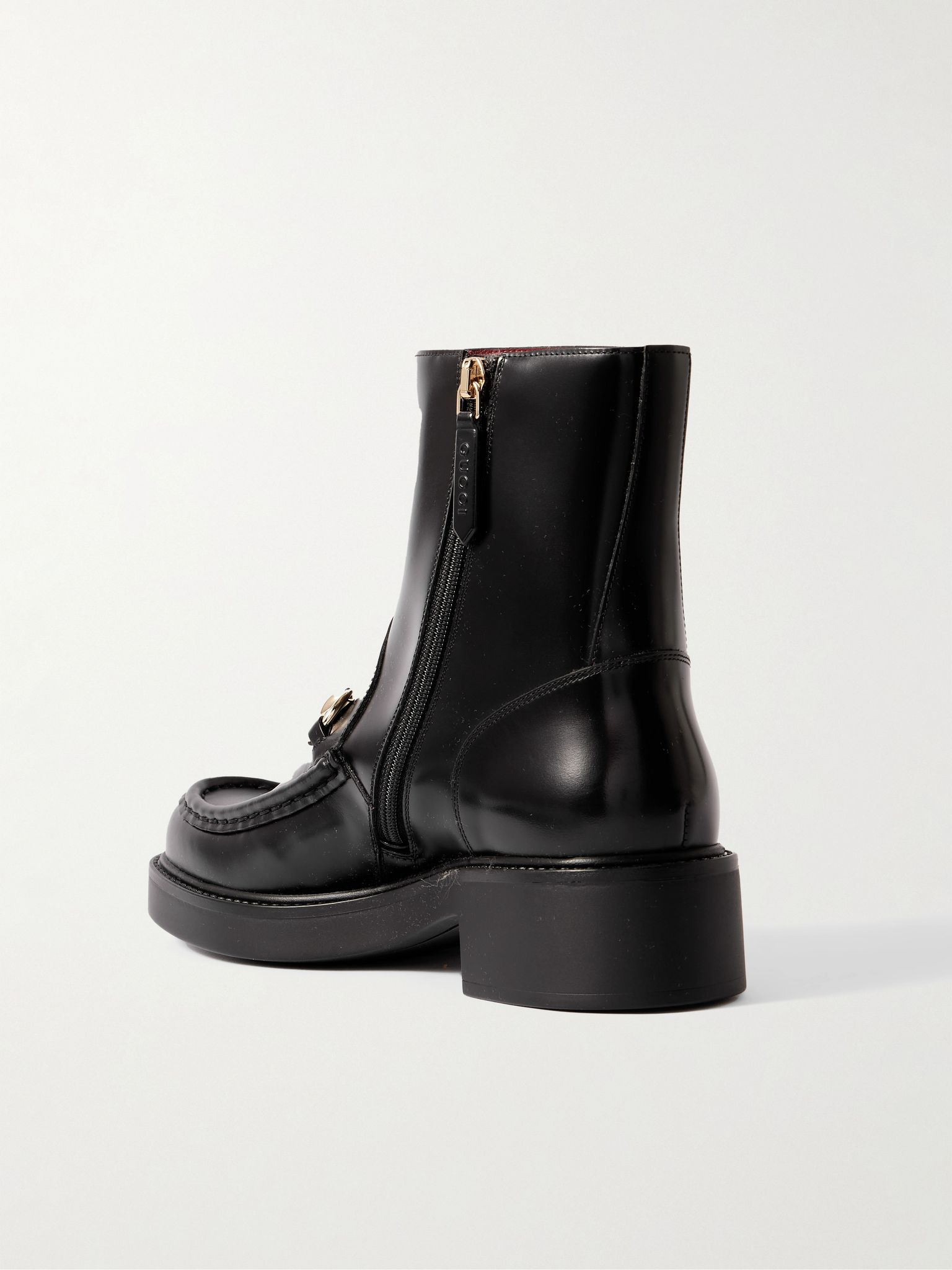 Horsebit-embellished patent-leather ankle boots Black - 3