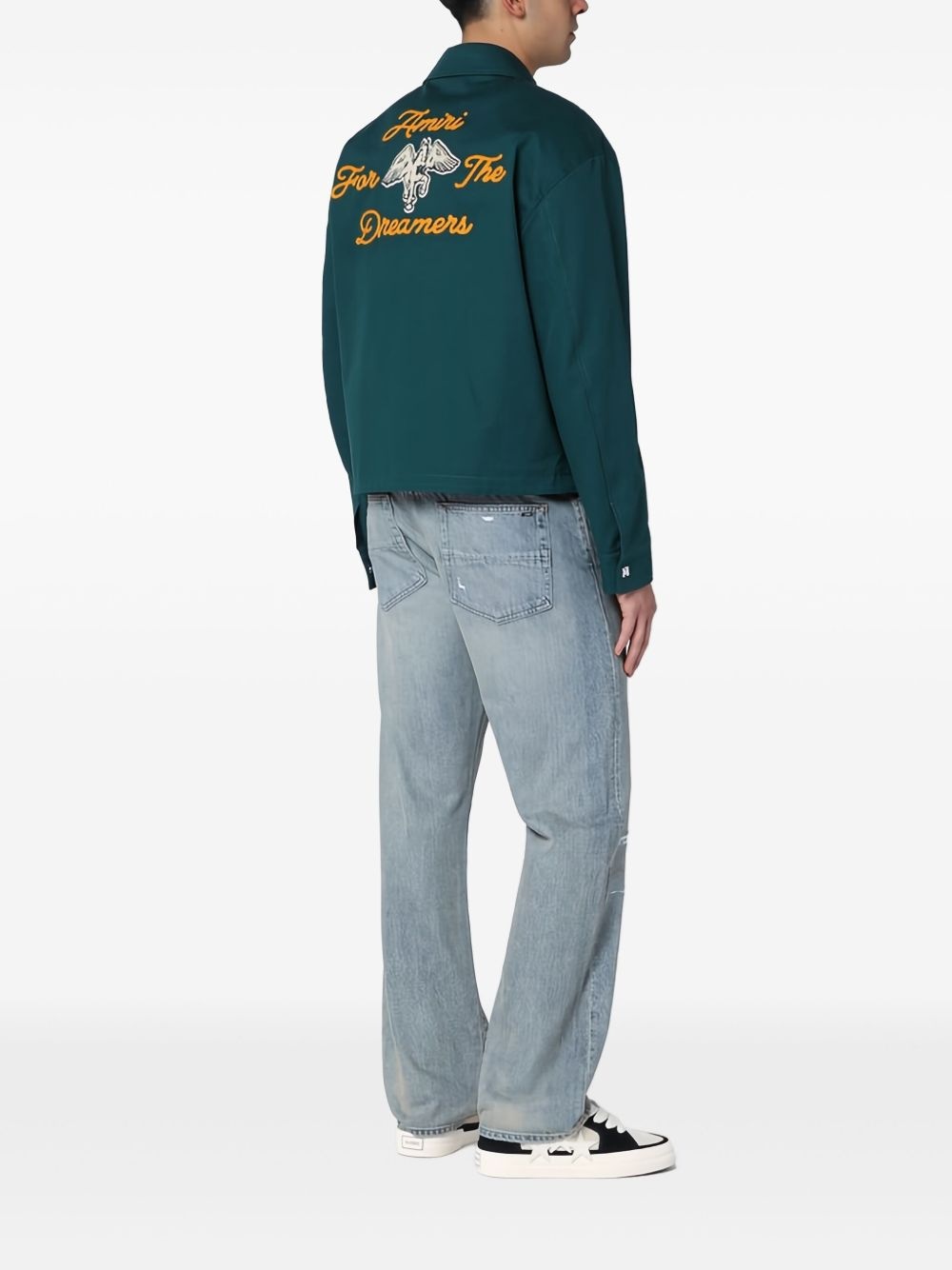 logo-embroidered cotton shirt - 3