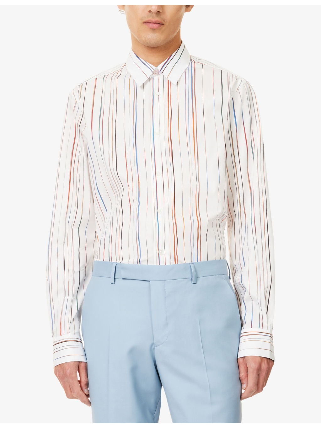 Striped-Pattern Regular-Fit Cotton  Shirt - 3
