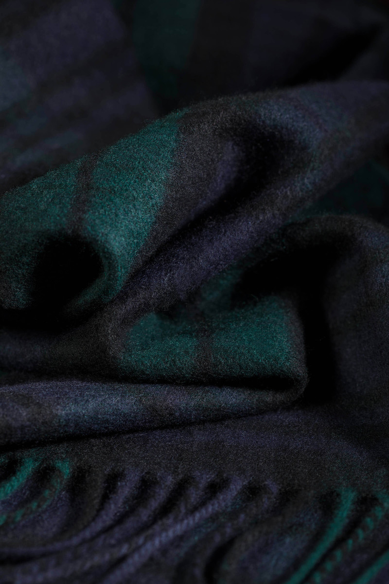Black Watch Tartan Wide Cashmere Scarf 3