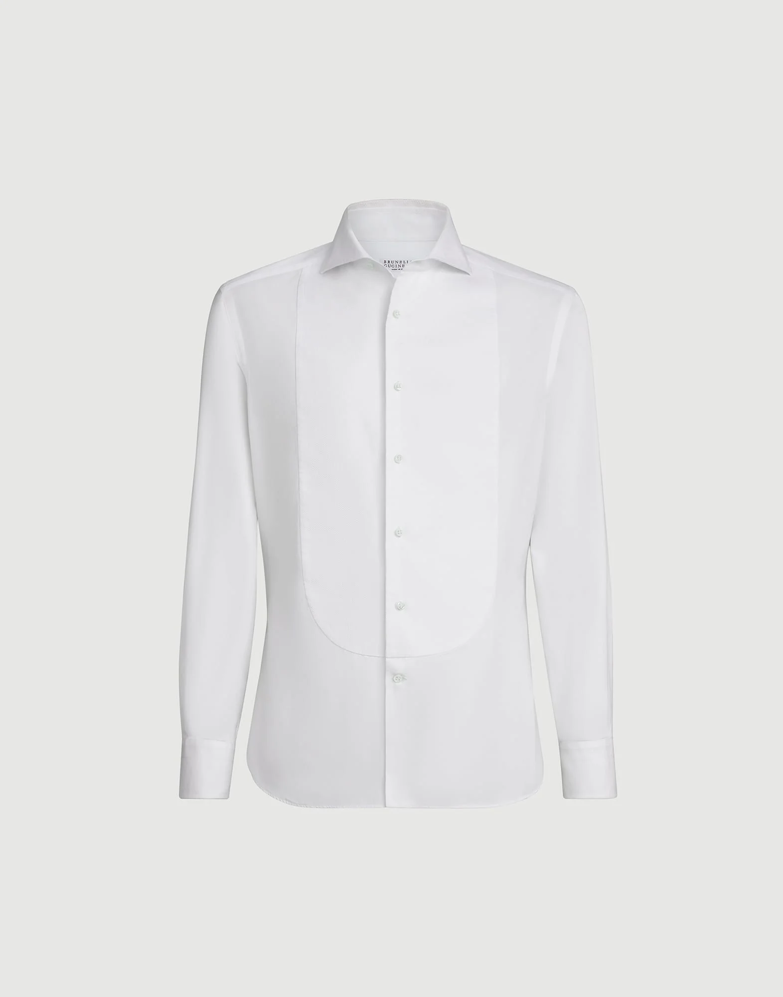 Sea Island cotton twill slim fit shirt with point collar and pleated bib and cuffs - 1